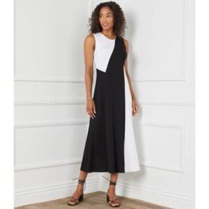 Karen Kane Black and White Colorblock Midi Dress
